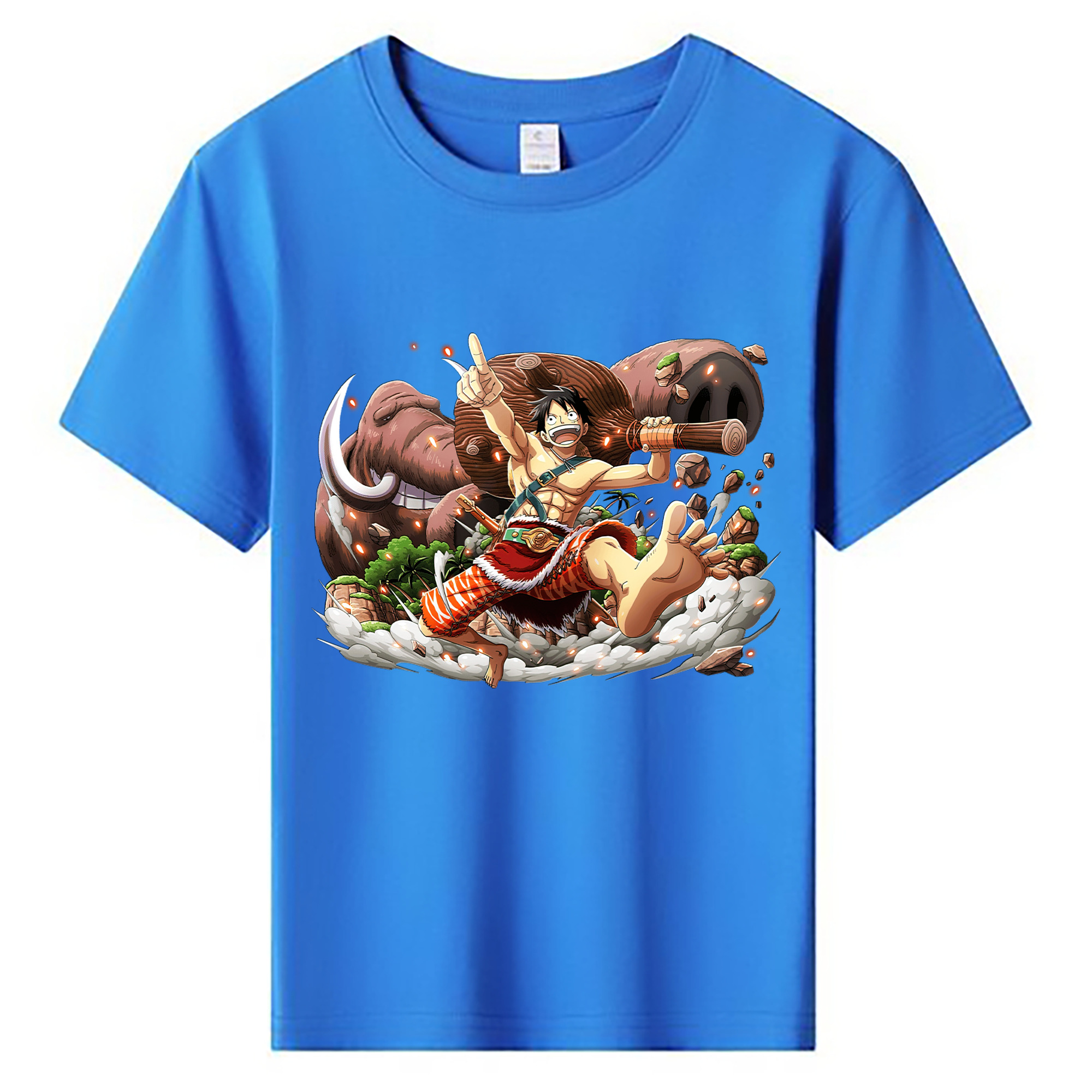 ワンピース モンキー・D・ルフィ ONE PIECE Monkey D. Luffy 綿100％キッズTシャツ（フロントプリント）